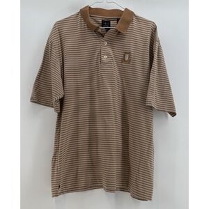 Page & Tuttle Men's Polo Shirt Beige/Brown Striped  Righteous‎ Size Large